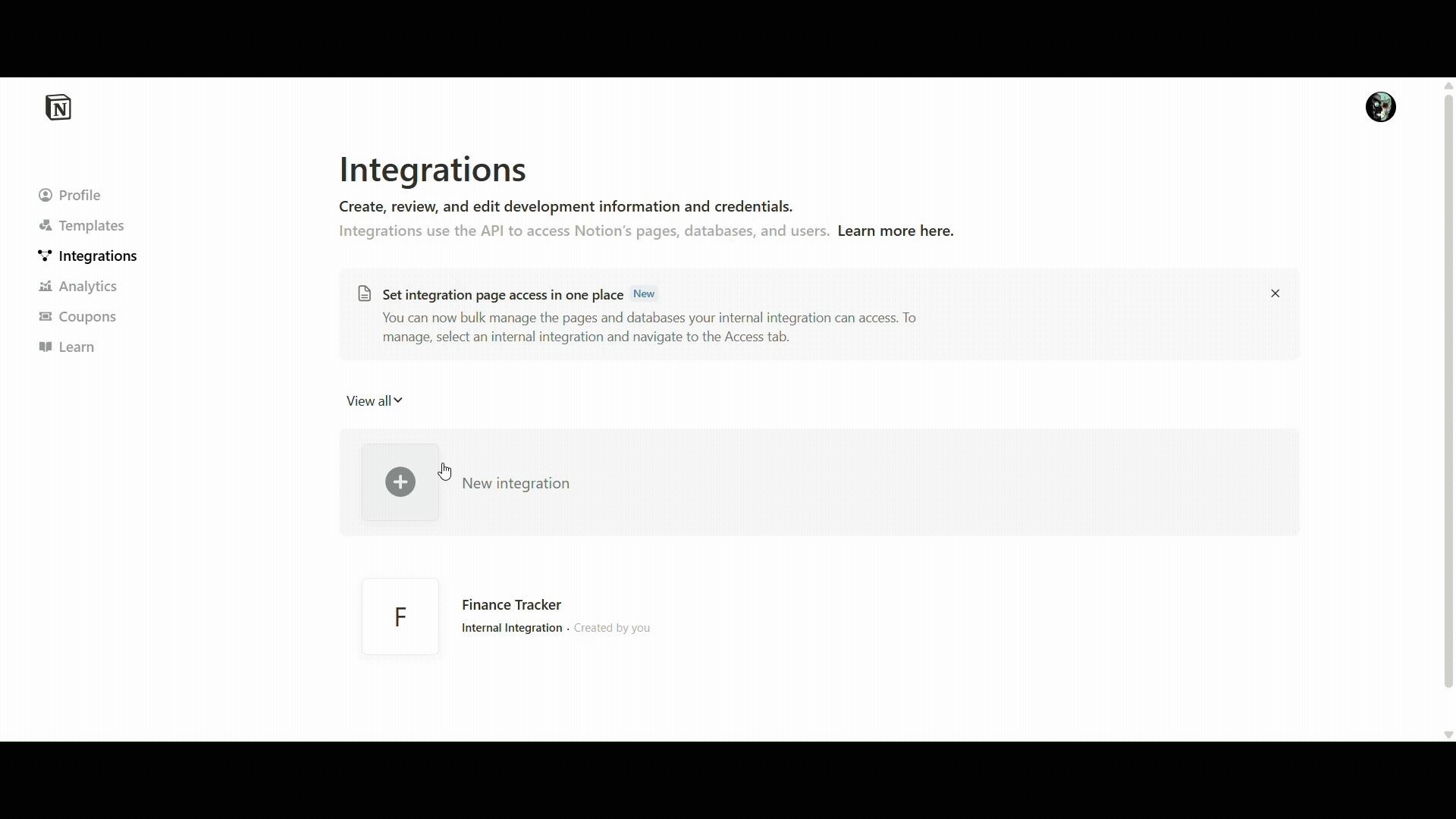 Demo of Creating Notion Integration