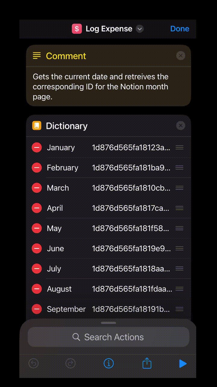 Screen Recording of Log Expense Shortcut